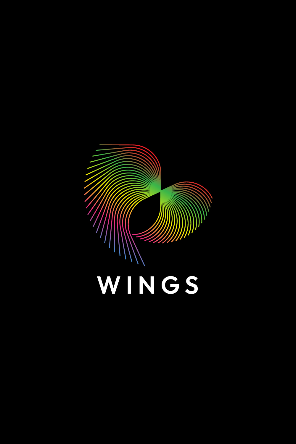 Dynamic Line Art Wings Flying and Travel Logo Design pinterest preview image.