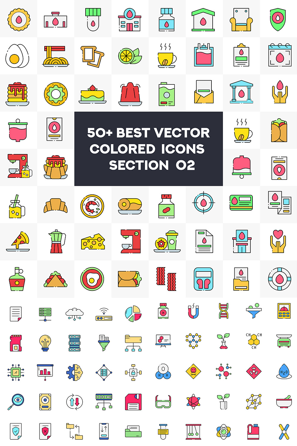 50+ Best Vector Colored icons collection set pinterest preview image.