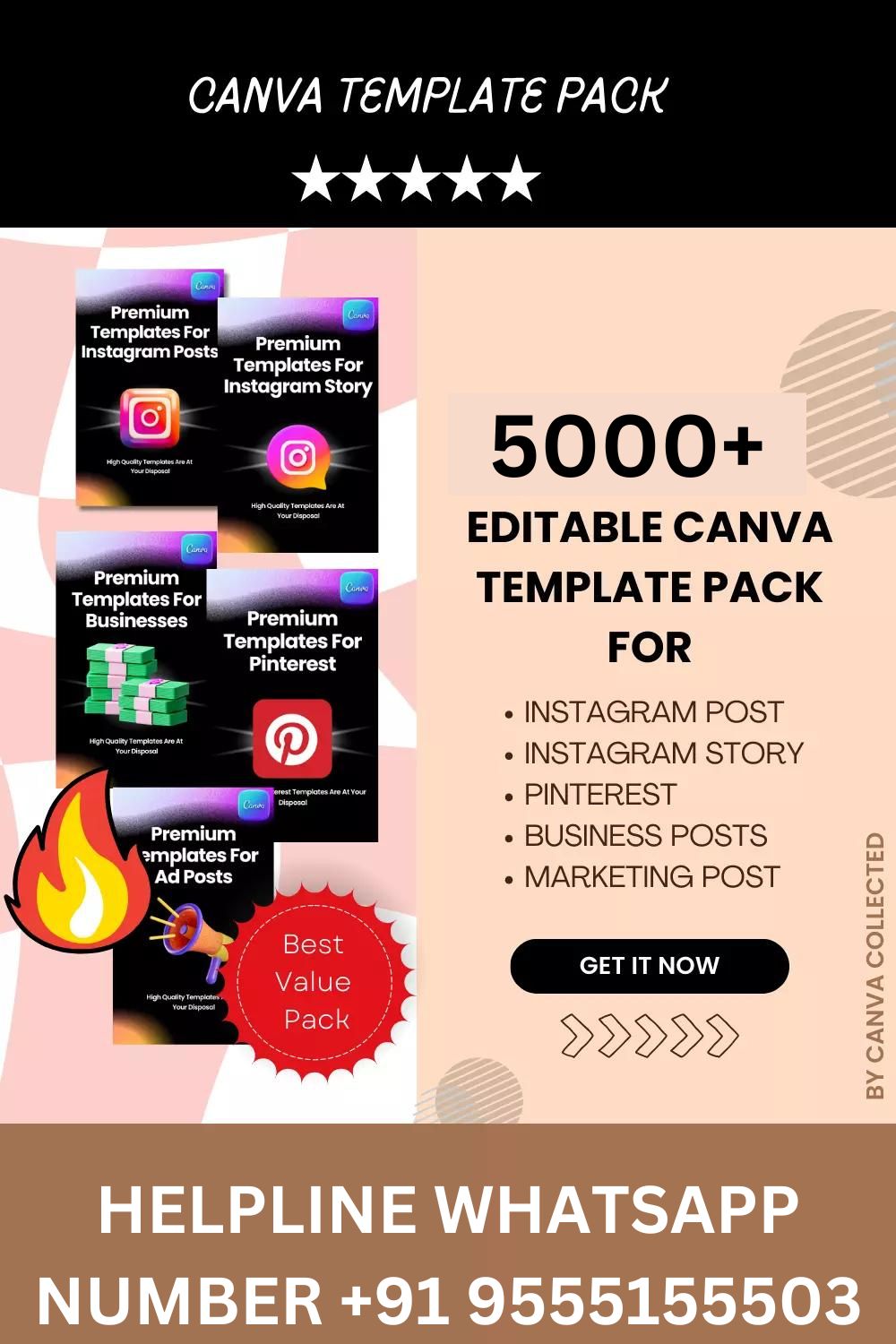 1000+ Canva Template Pack For Instagram Pinterest Business Posts – Social Media Template, Stock Market Canva Templates, Real Estate Canva Templates, Forex Canva Templates,Key Lesson From Books Canva Templates, Pet Training Canva Templates,Key Lesson From Movies Canva Templates, NFT Canva Templates, – Digital Download pinterest preview image.