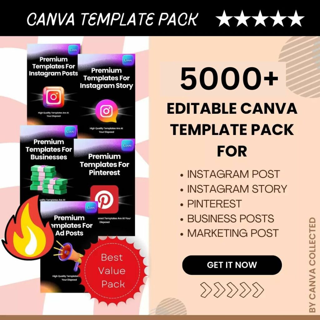 1000+ Canva Template Pack For Instagram Pinterest Business Posts ...