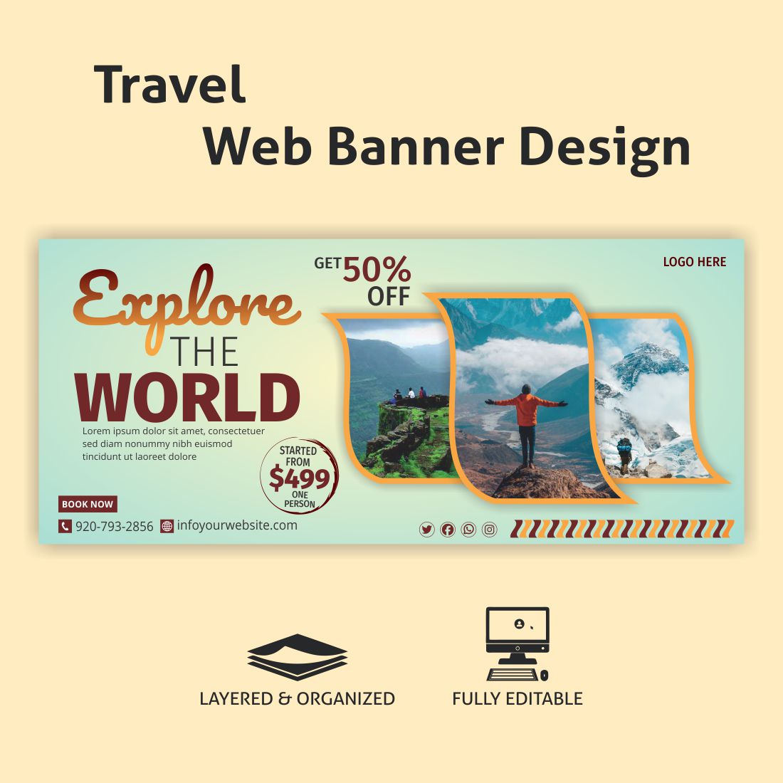 Travel Web Banner Design cover image.