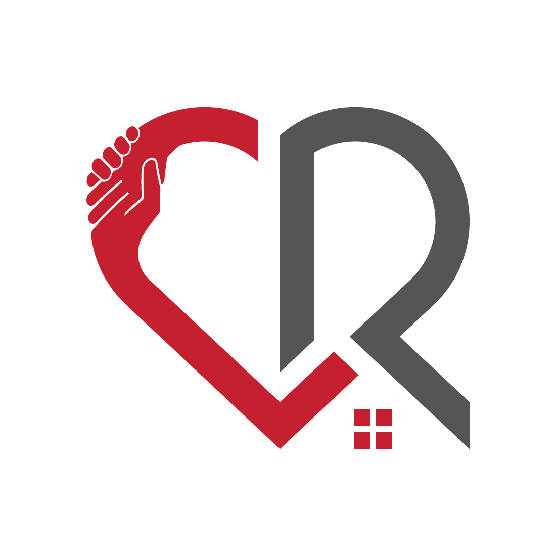 Letter R with hand and Realestate logo preview image.