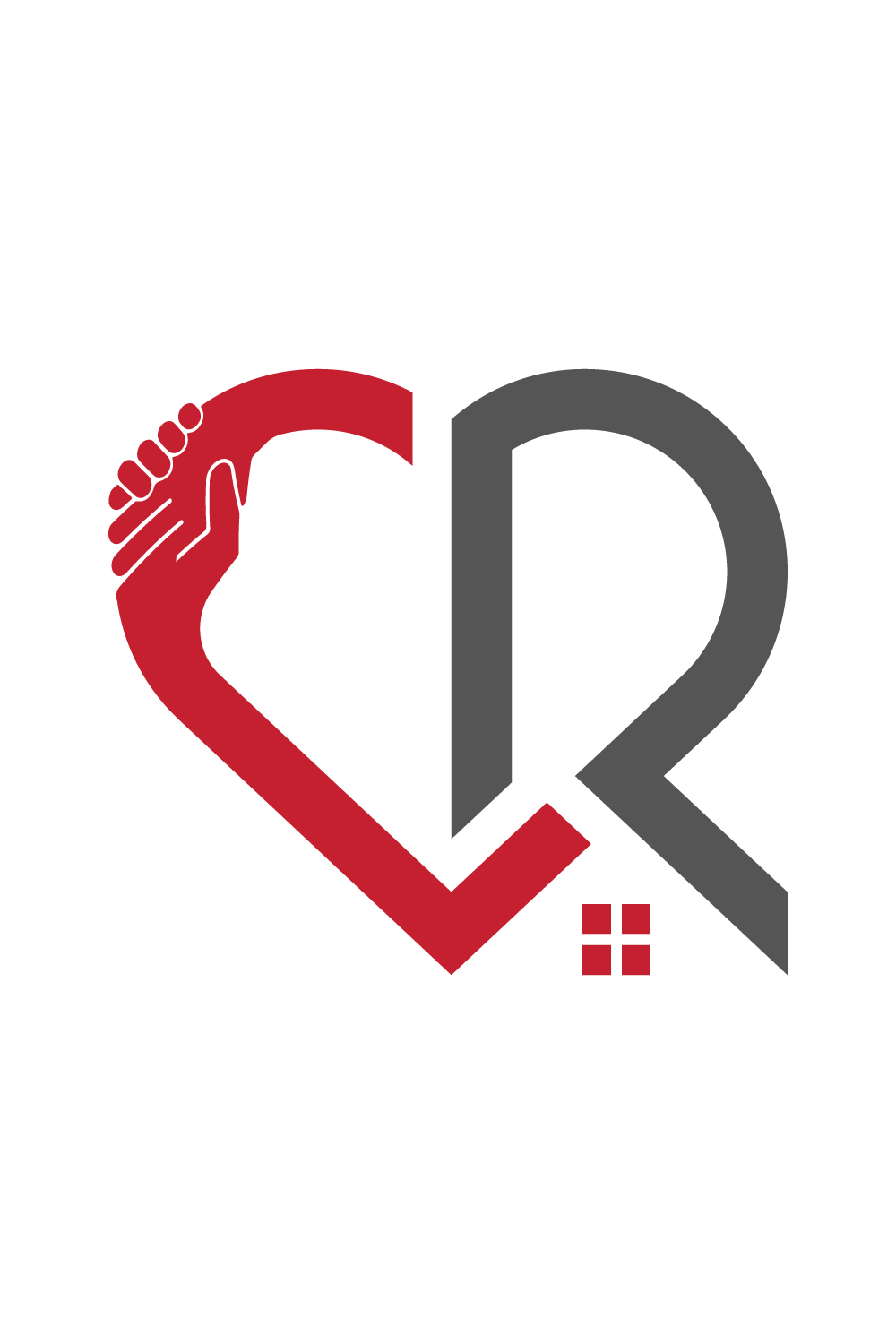 Letter R with hand and Realestate logo pinterest preview image.