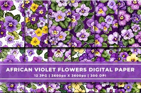 african violet flowers digital paper preview 03 457