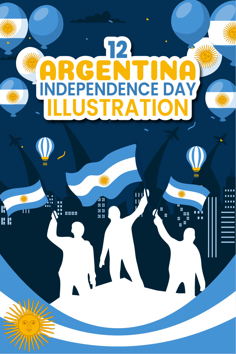 12 Argentina Independence Day Illustration pinterest preview image.