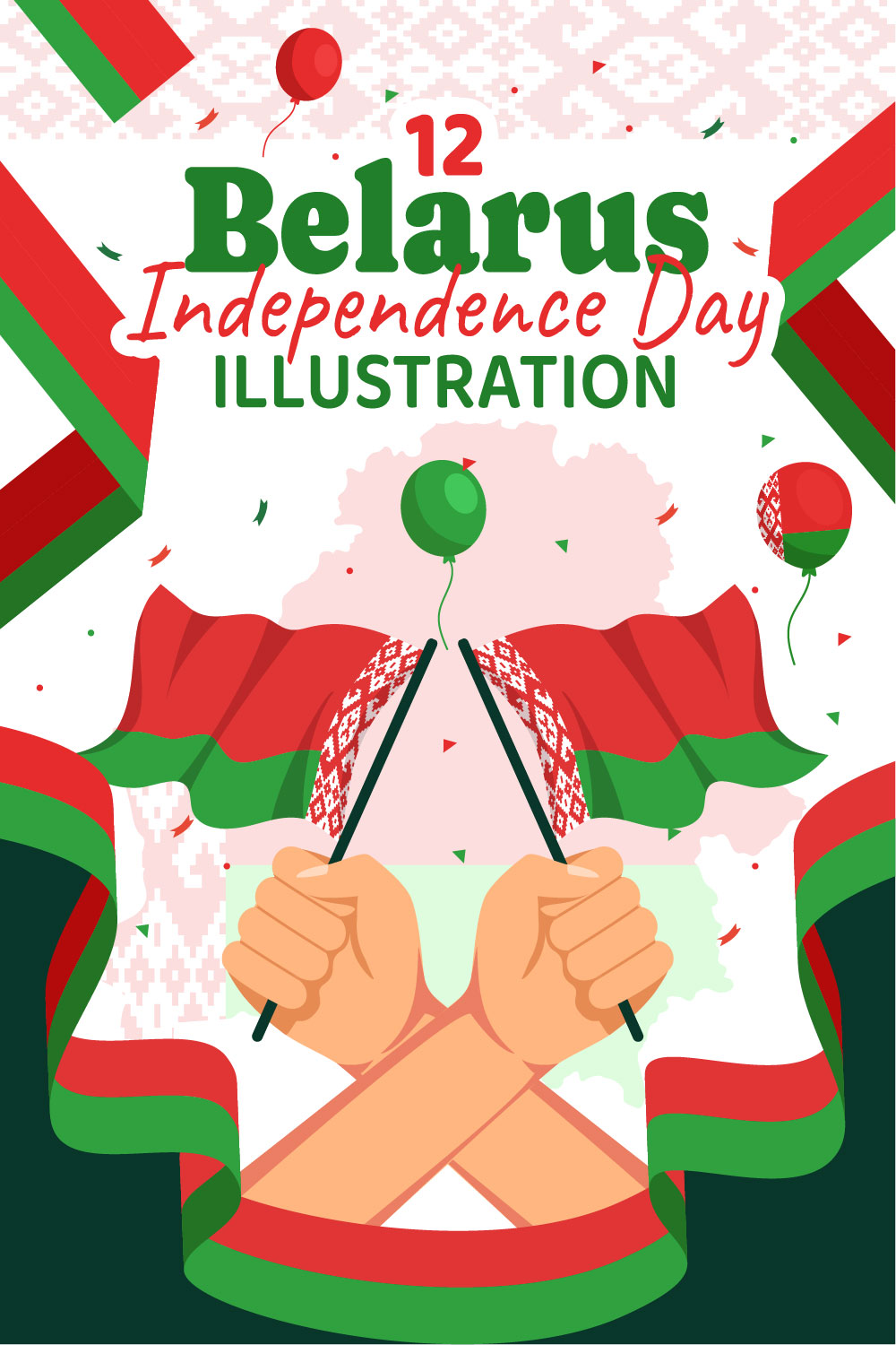 12 Belarus Independence Day Illustration pinterest preview image.