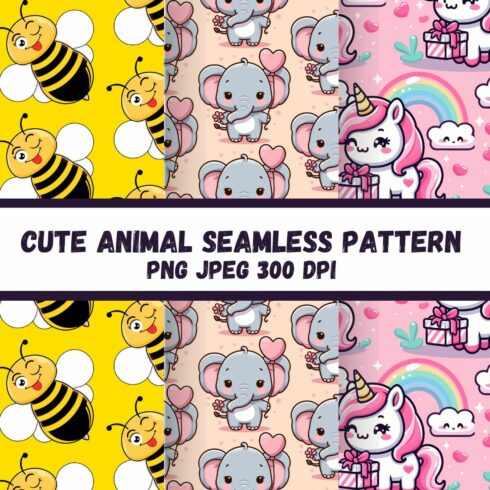 cute animal seamless pattern graphic cover image.