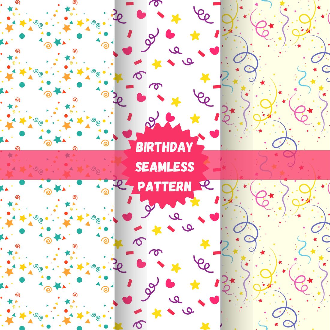 Birthday seamless pattern graphic cover image.