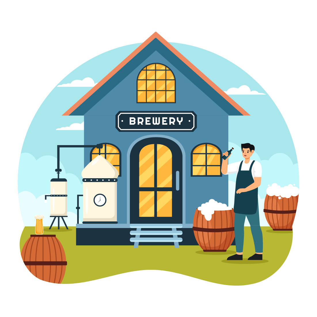 9 Beer Brewery Illustration preview image.
