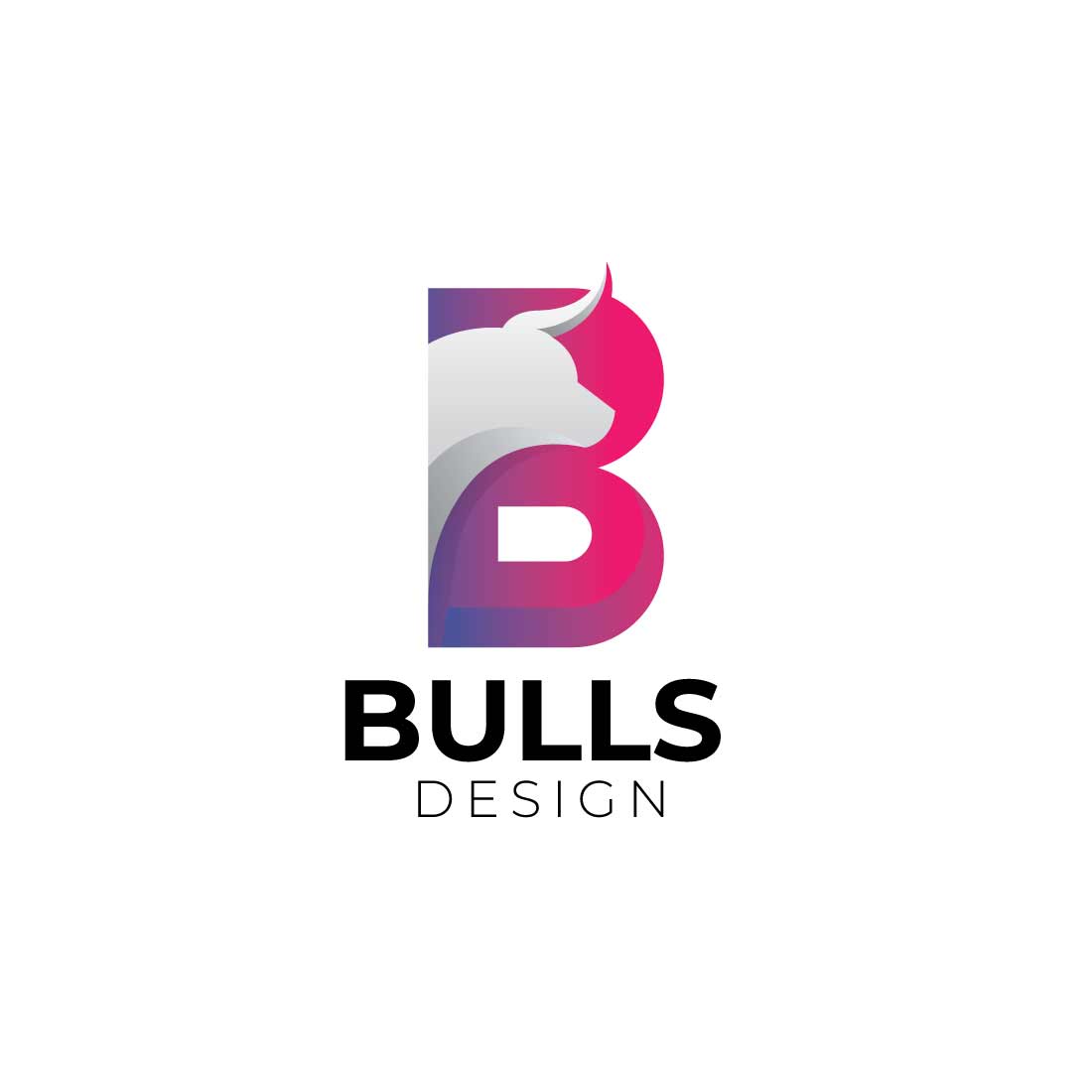 Creative B letter bull logo design preview image.