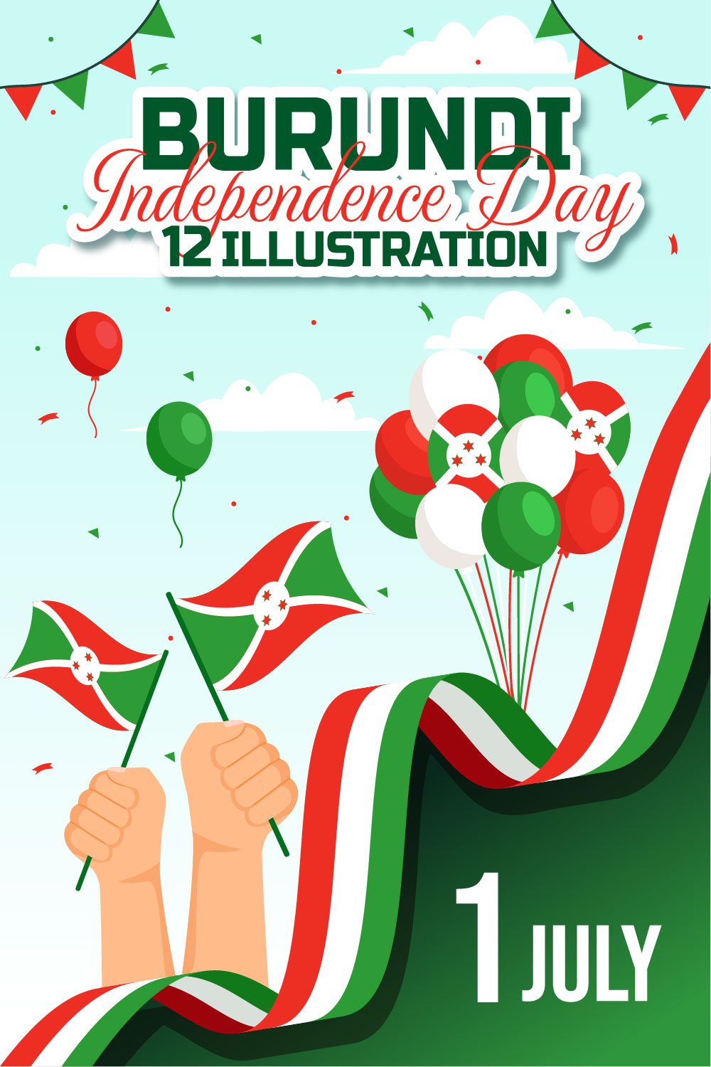 12 Burundi Independence Day Illustration pinterest preview image.