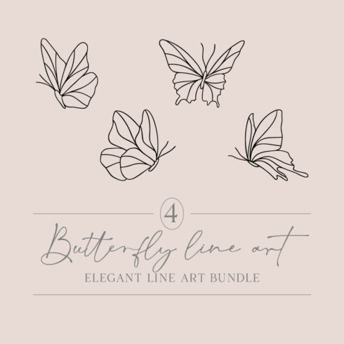 Butterfly Line Art Bundle | Fluttering Beautiful Butterflies | Hand Drawn Elegant Wings | Abstract Spring Garden Insects cover image.