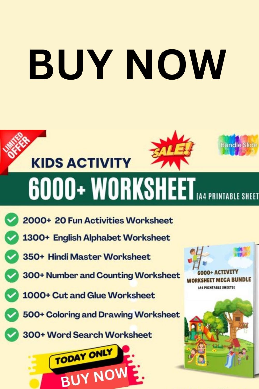 6000+ printable worksheets bundle for kids, kids worksheet, kids-activity, worksheet bundle, pinterest preview image.