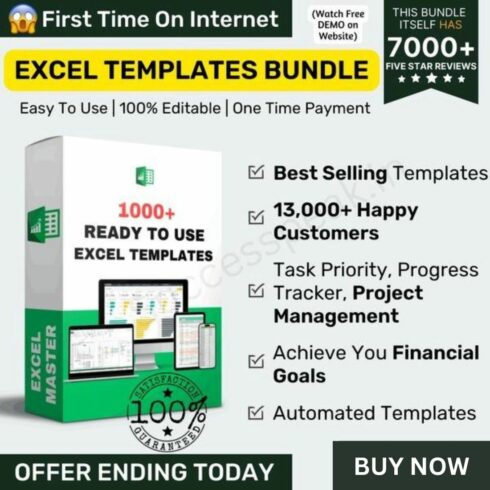 1000+ Readymade Excel template cover image.