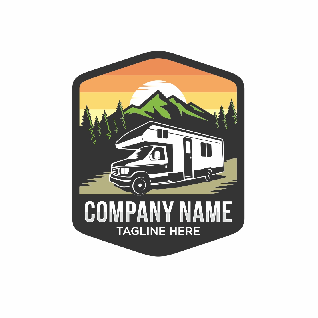Camper Van Or Recreational Vehicle (RV) Adventure Car Logo Template, Travel And Leisure Vector Design – Only 10$ preview image.