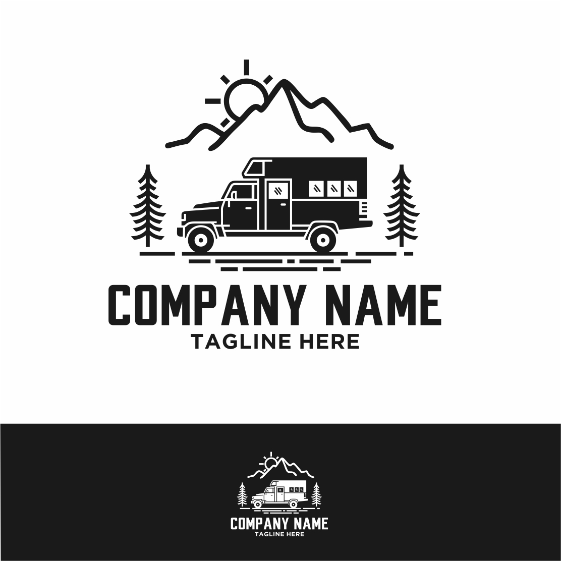 Adventure RV Camper Car Logo Design Template - only 8$ preview image.
