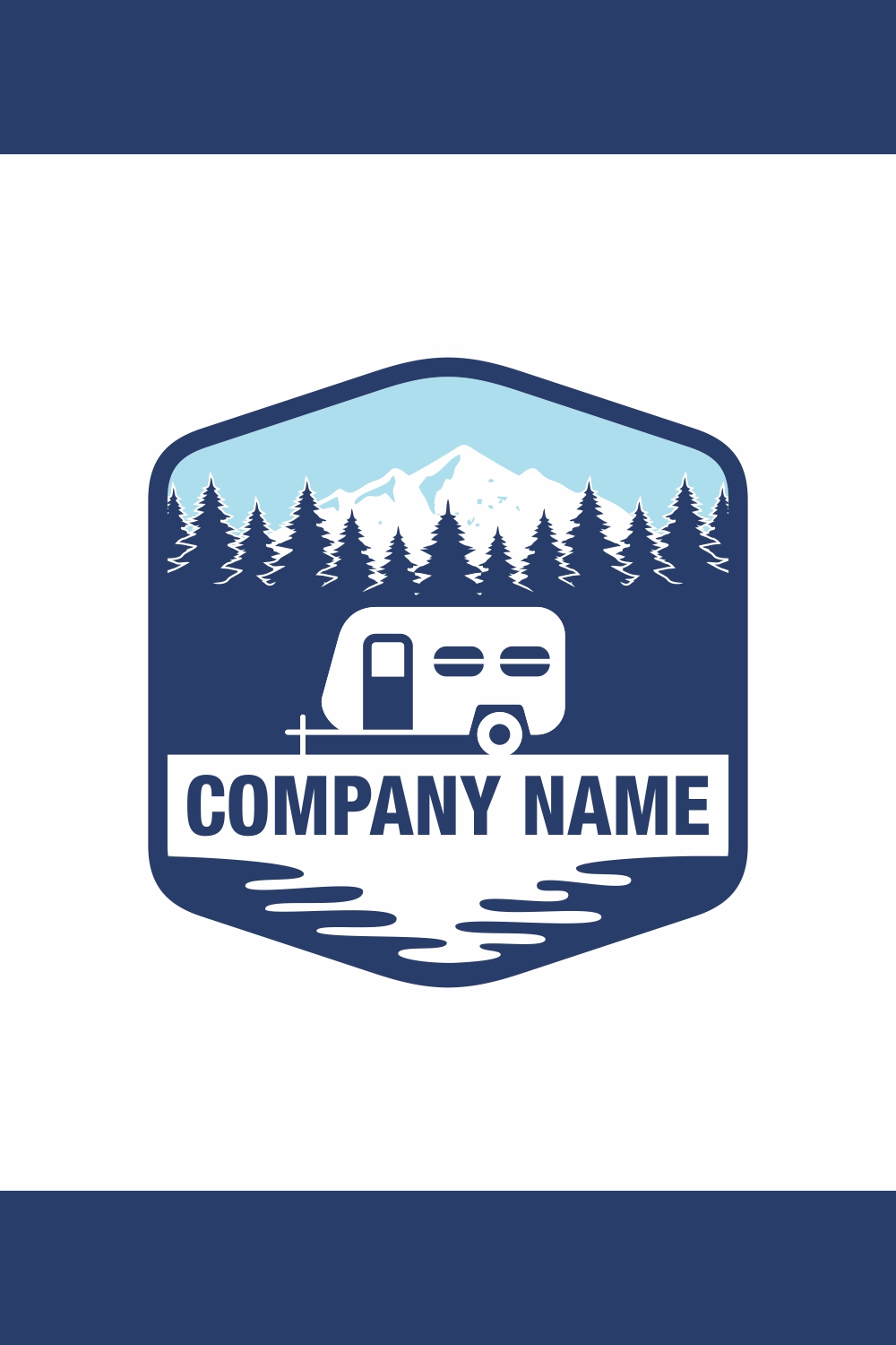Camper Van Or Recreational Vehicle (RV) Adventure Car Logo Template, Travel And Leisure Vector Design – Only 8$ pinterest preview image.