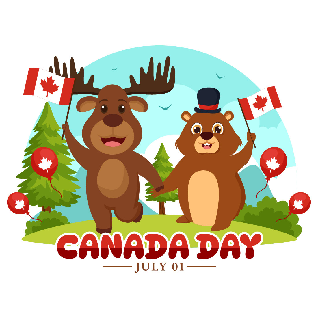 12 Happy Canada Day Illustration cover image.