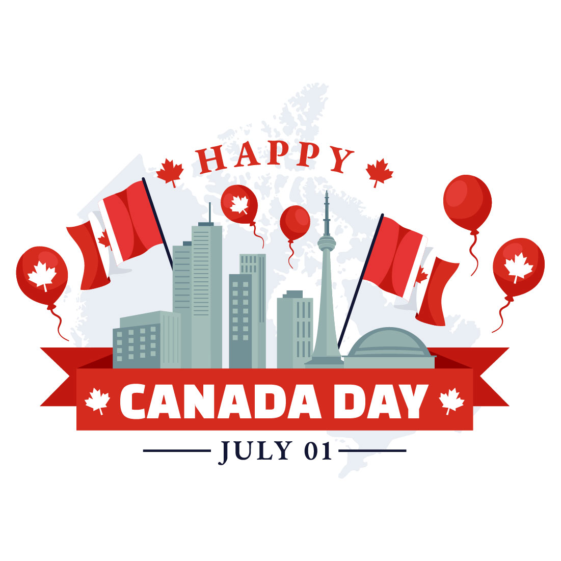 12 Happy Canada Day Illustration preview image.