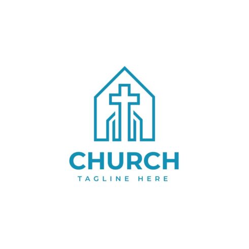 Modern church house line art logo design cover image.