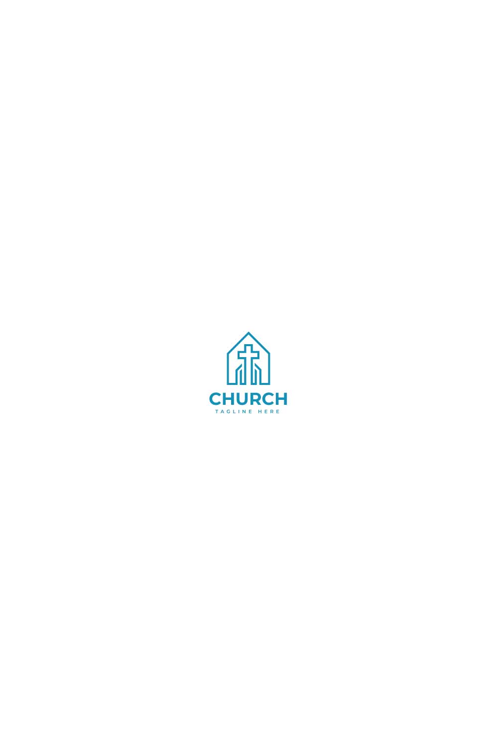 Modern church house line art logo design pinterest preview image.