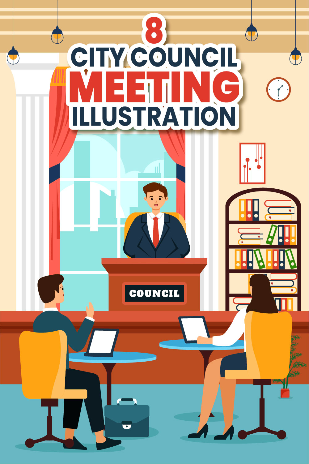 8 City Council Meeting Illustration pinterest preview image.