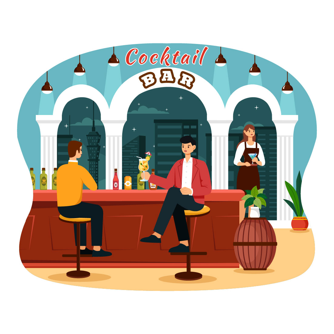 9 Cocktail Bar Illustration cover image.