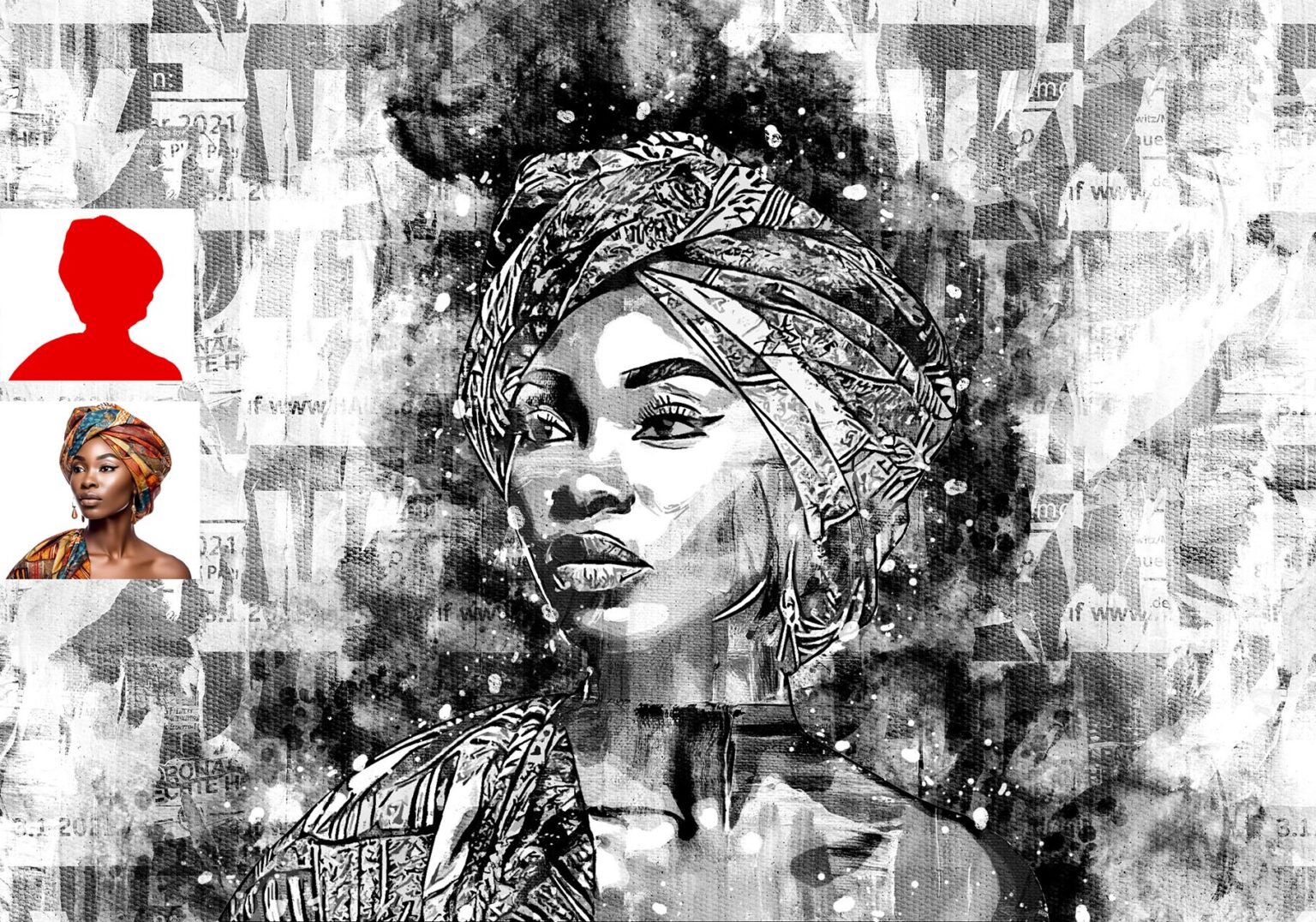 Coll Poster Drawing Collage Poster Art Photoshop Action - MasterBundles