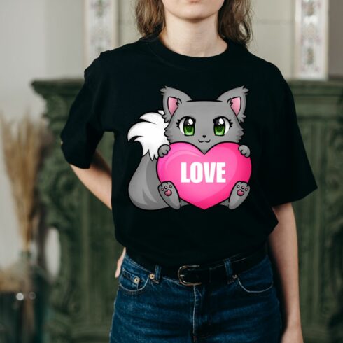 Cute Cat with heart - Love cover image.