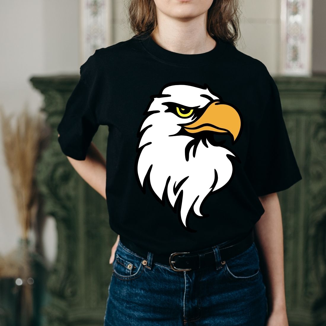 Eagle Face T-shirt Design Vector preview image.