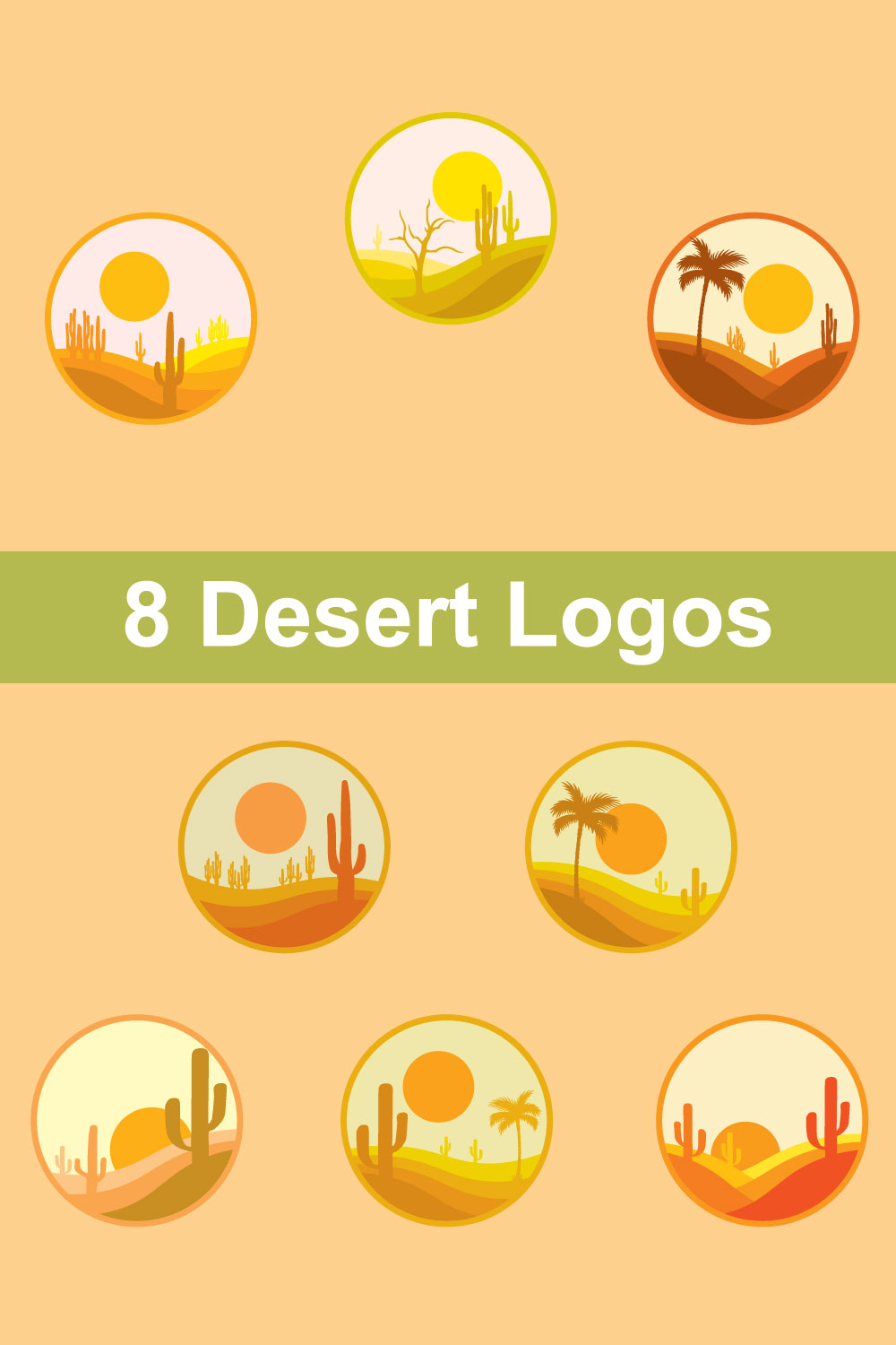 8 Desert Logos pinterest preview image.