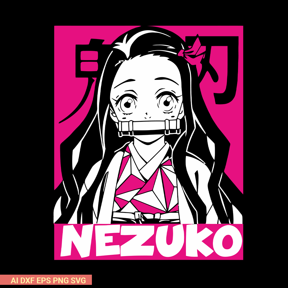 Demon Slayer Nezuko Kamado Anime t-shirt design preview image.