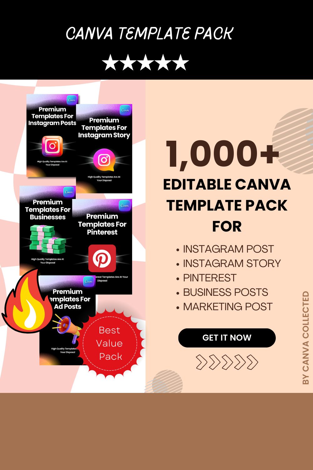 1000+ Canva Template Pack For Instagram Pinterest Business Posts - Social Media Template - Digital Download pinterest preview image.