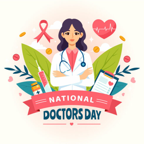 12 National Doctors Day Illustration cover image.