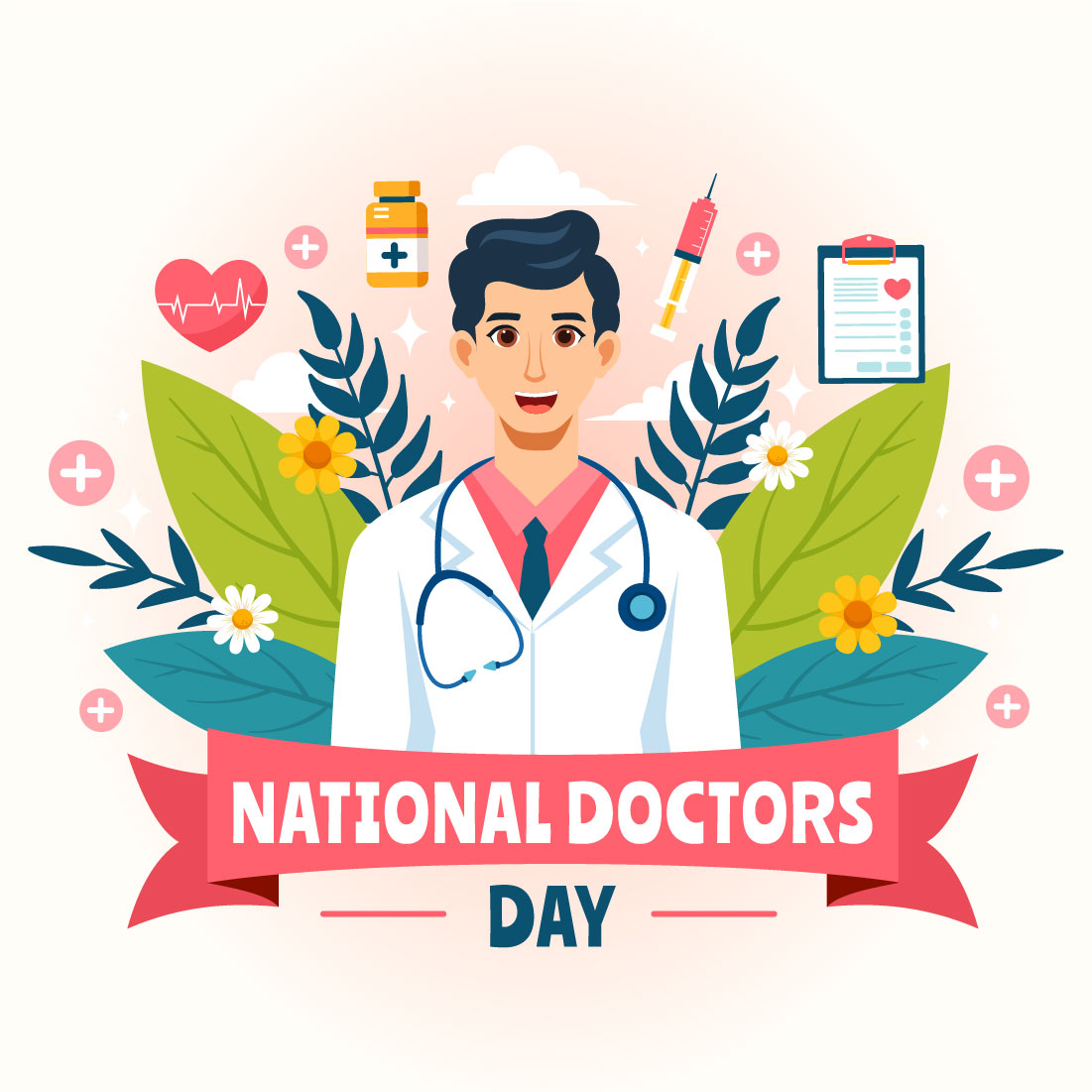 12 National Doctors Day Illustration preview image.