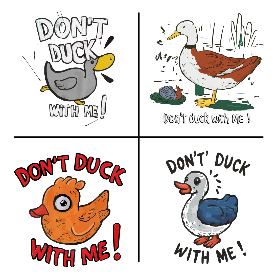 DON'T DUCK WITH ME! T Shirt Design Bundle preview image.
