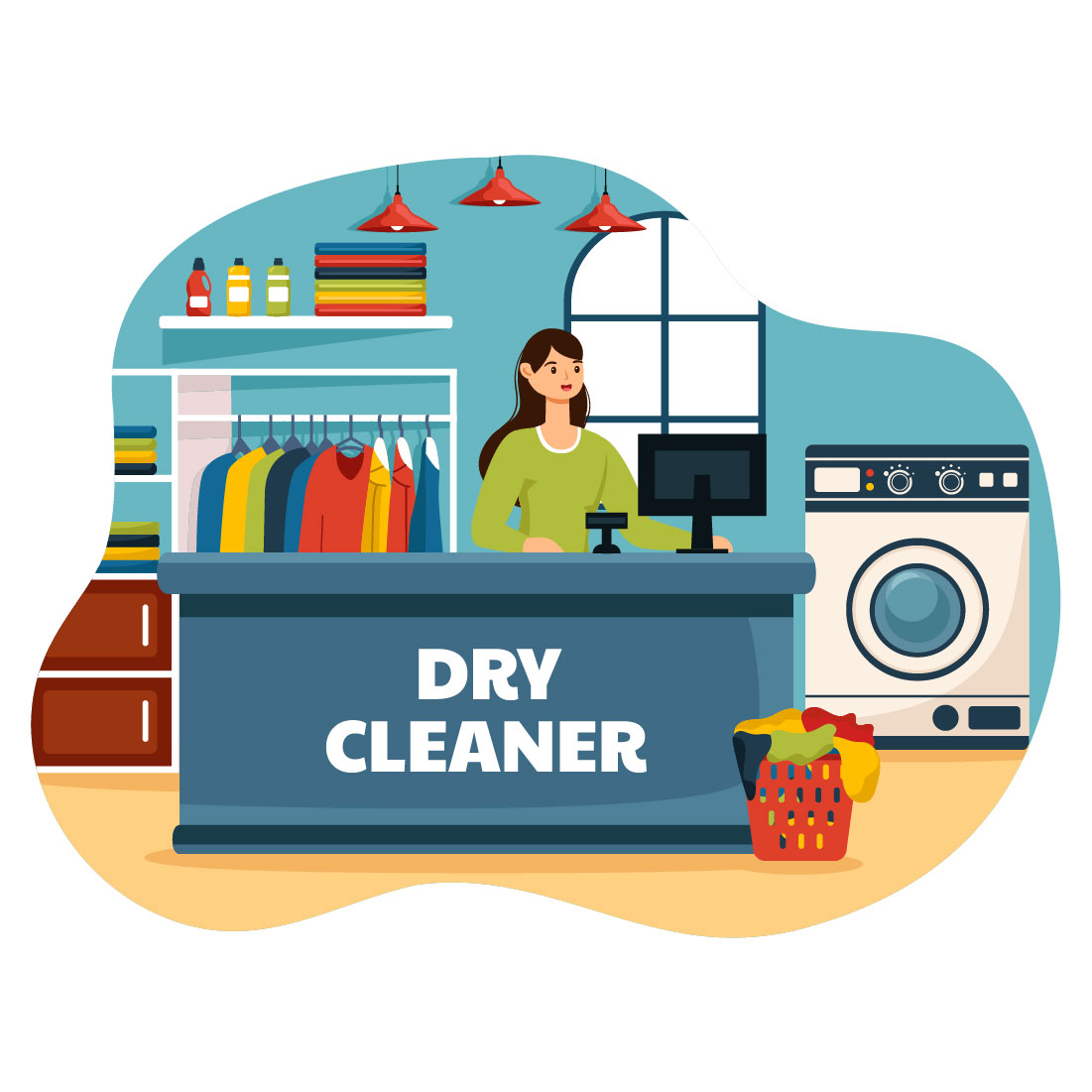 8 Dry Cleaner Store Illustration preview image.