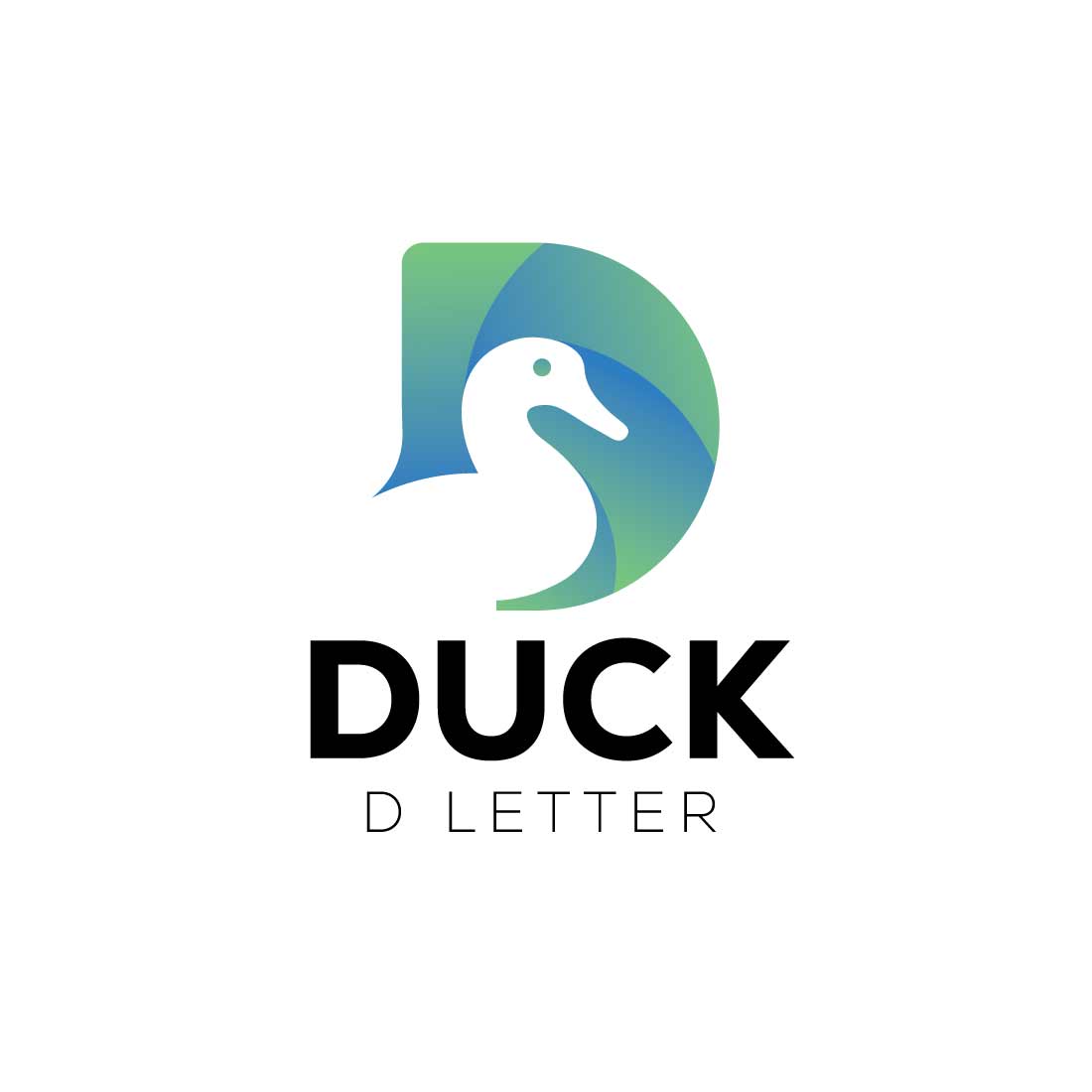 Initial letter D Duck logo design preview image.