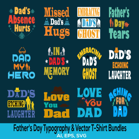Father's Day Typography & Vector T-Shirt Bundles cover image.