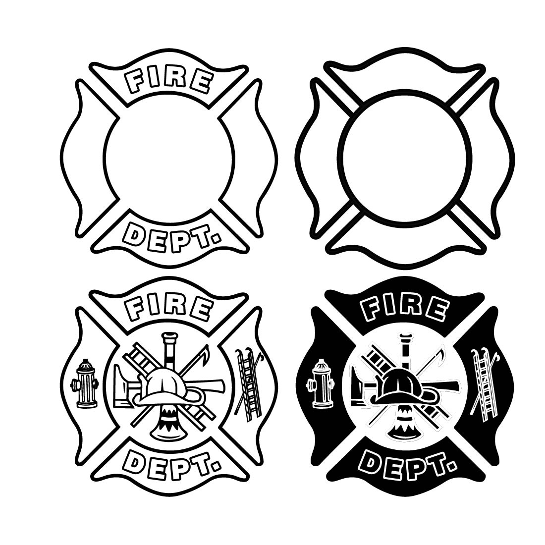Fire Department Logo Svg Design, Firefighter Logo Svg Vector Bundle ,Fire Department Logo Vector Design preview image.