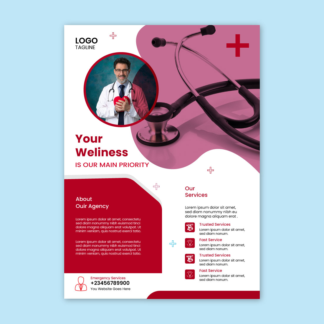 Professional Medical Flyer template Design preview image.