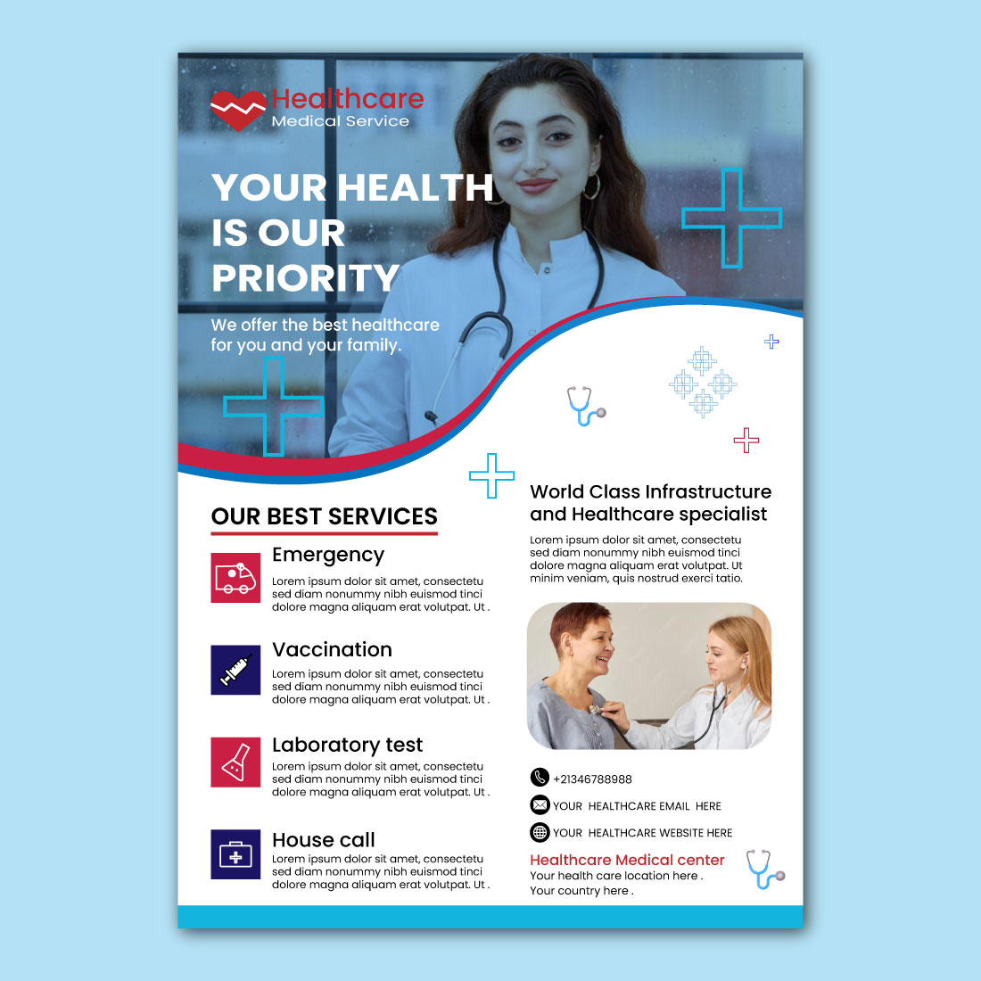 Professional Medical Flyer Template Design preview image.