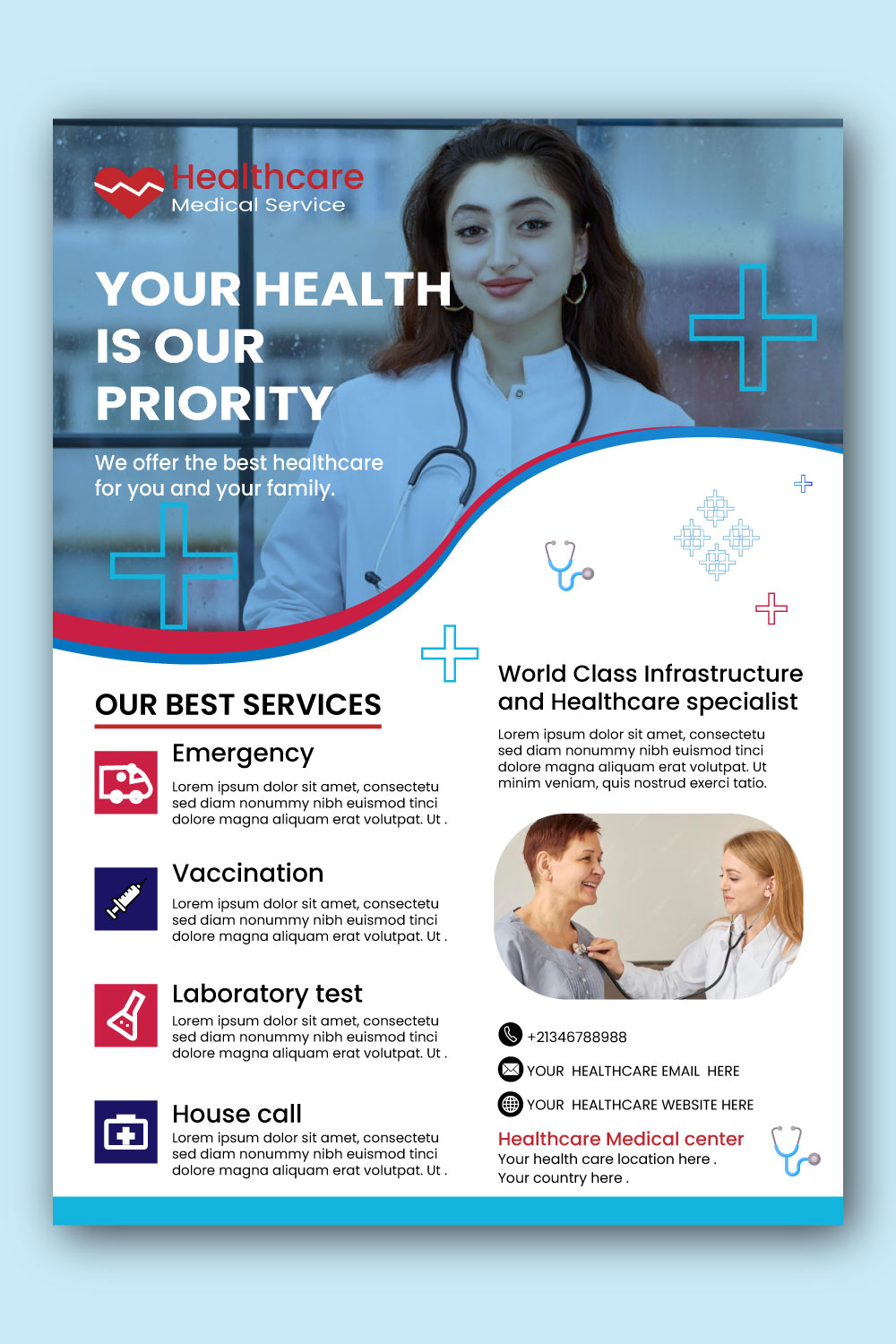 Professional Medical Flyer Template Design pinterest preview image.