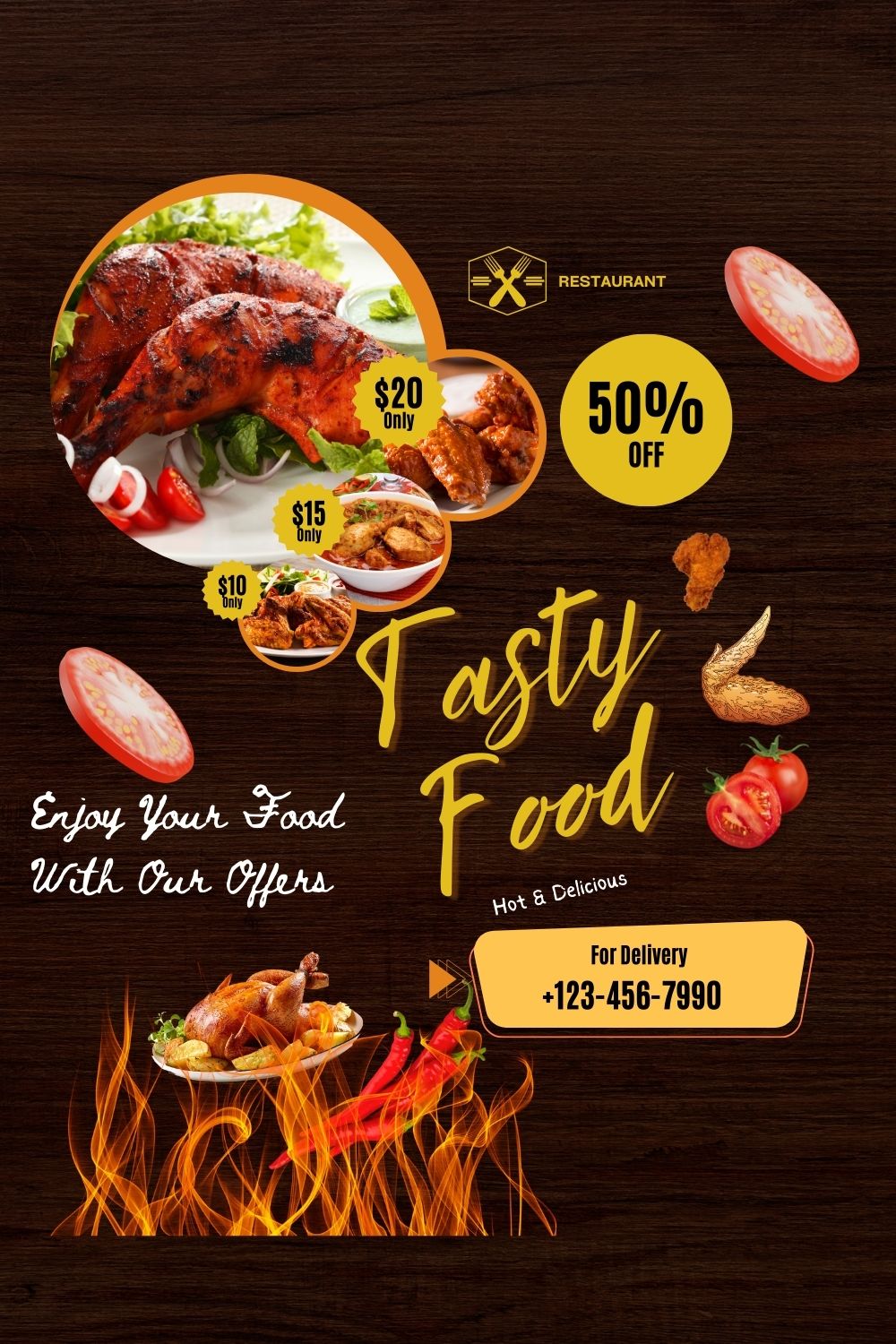 Fast Food Flyer pinterest preview image.