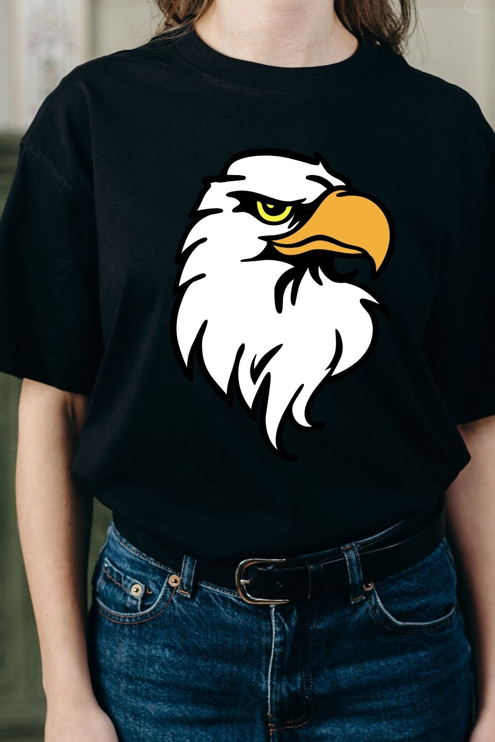 Eagle Face T-shirt Design Vector pinterest preview image.