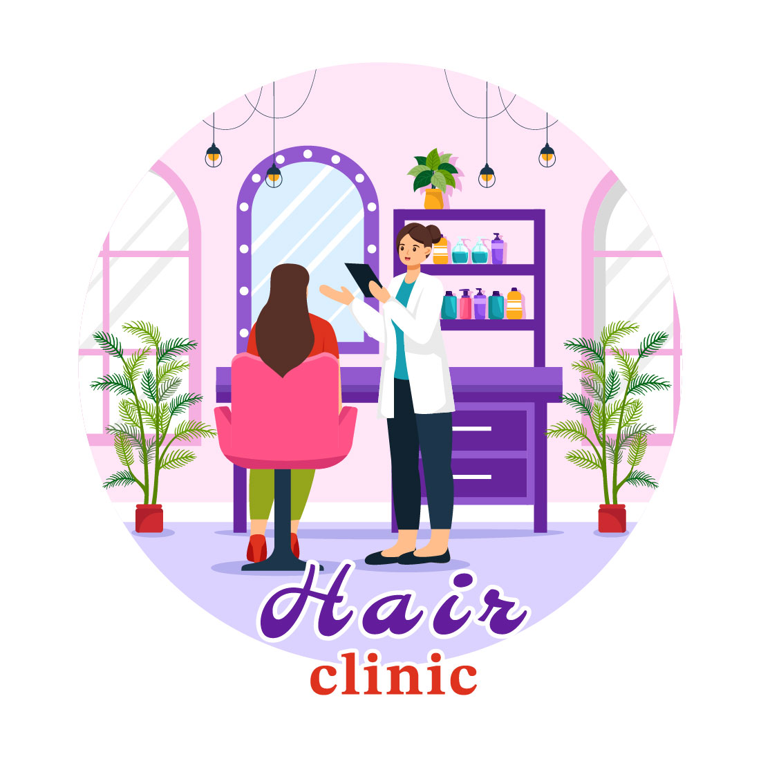 8 Hair Clinic Illustration preview image.