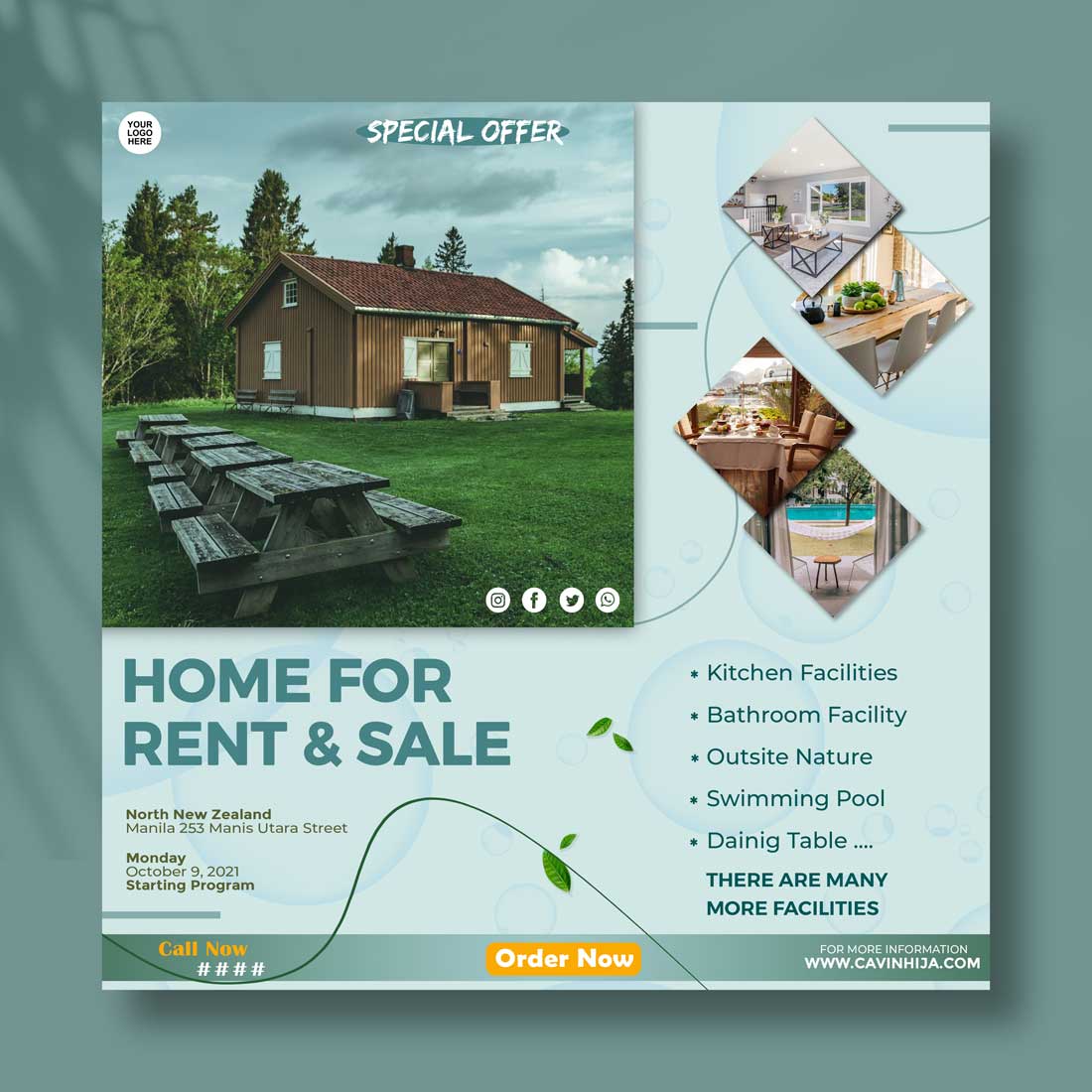 Home Rent & Sale Fully Editable Flyer Template preview image.