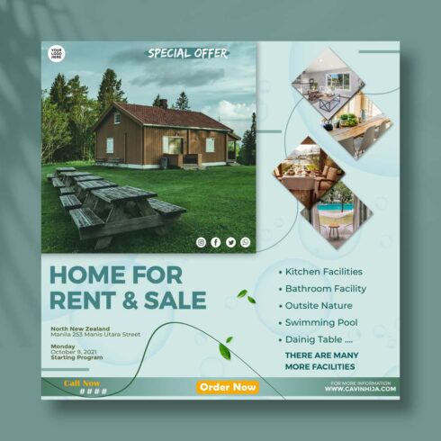 Home Rent & Sale Fully Editable Flyer Template cover image.