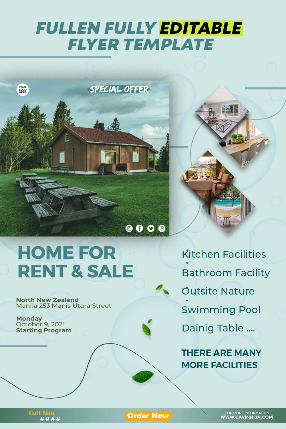 Home Rent & Sale Fully Editable Flyer Template pinterest preview image.