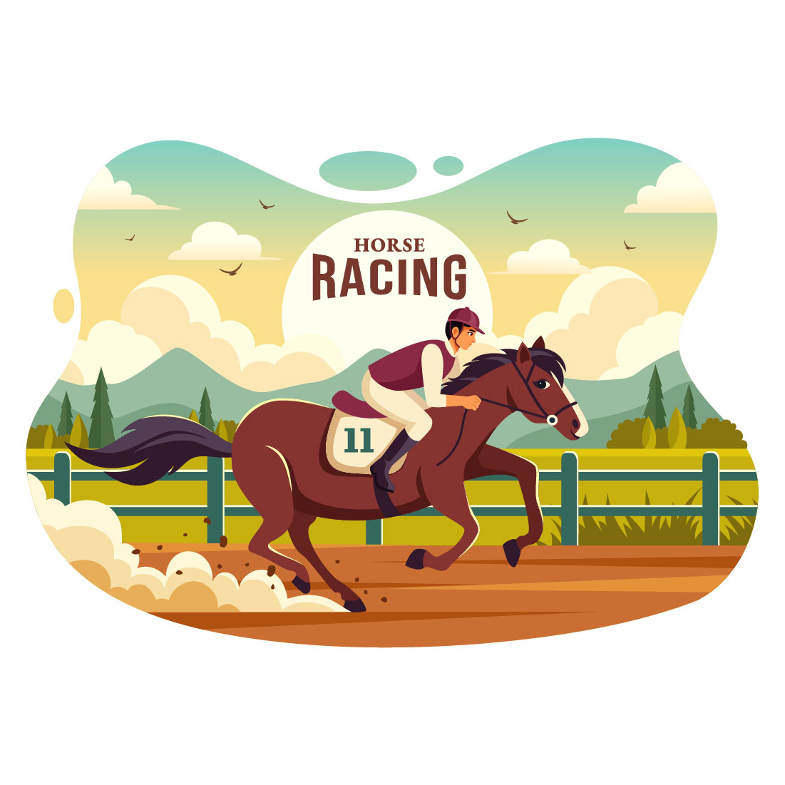 9 Horse Racing Illustration preview image.